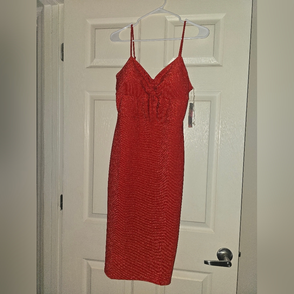 Derek Heart Vibrant Red Midi Dress